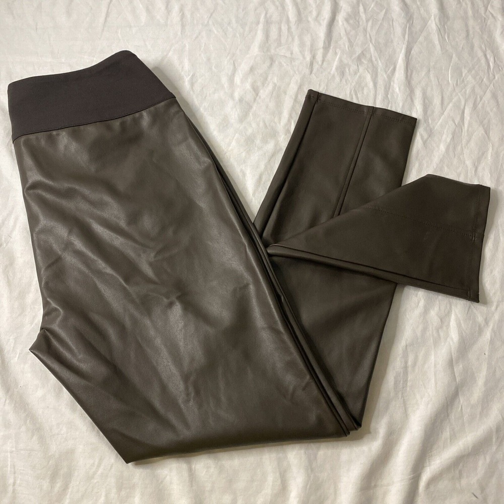 J.McLaughlin Faux Leather Leggings Pull On Brown Women's Pants Stretch Sz L EUC